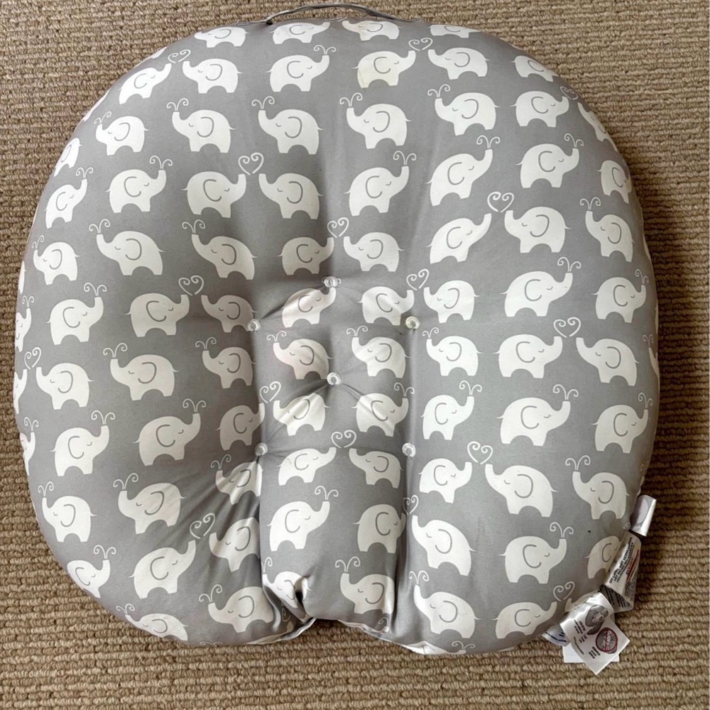 Boppy Gray and White Elephant Baby Pillow